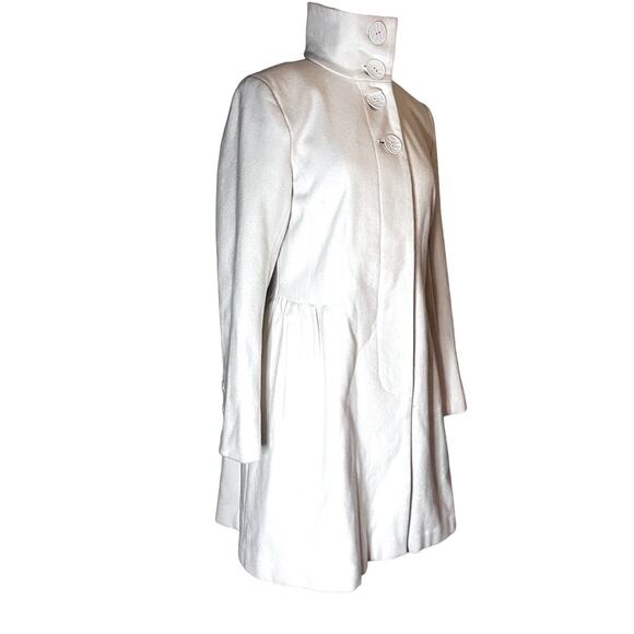 Katherine Barclay Winter White Classic Minimal Wool Blend 3/4 Length Peacoat S - Picture 1 of 11